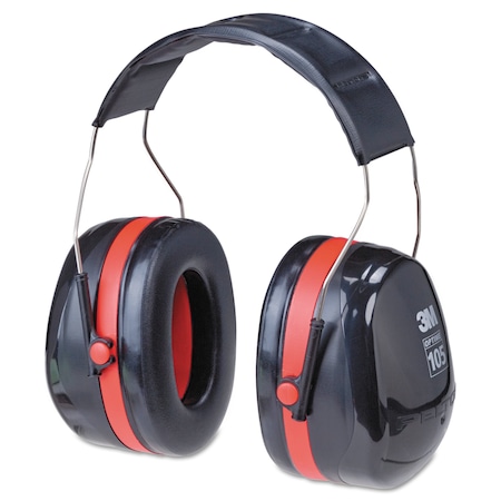 3M Peltor Optime 105 Over-the-Head Ear Muffs, Black, Red H10A